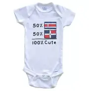 50% Costa Rican Plus 50% Dominican Equals 100% Cute Flags Baby Bodysuit