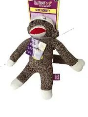 Multipet~ Sock Pal Monkey Squeaky Plush Dog Toy, 10 Inch