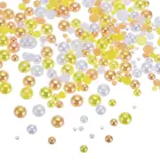 60g Flatback Pearls and Rhinestones 3mm-10mm for Crafts Yellow White