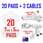 HiDow PainPod compatible TENS 2 PADS CABLE + 4 PADS CABLE + 20 ELECTRODE PADS