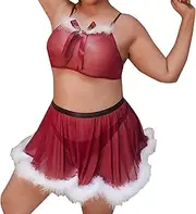 [Generic] Sexy Aprons for Women Lingerie Plus Feather of Christmas Dress Padded Strapless Bras for Teens (RD2-2, XXXL)