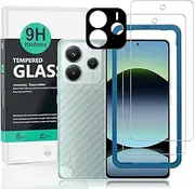 2 Pcs Screen Protector Compatible with Xiaomi Redmi Note 14 5G 6.67",Tempered Glass,With 1Pc Camera Lens Protector,1Pc Back Film,Anti-Scratch,Bubble Free
