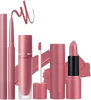 Matte Lipstick and Lip Liner Set | Lip Pencil Liner Liquid Lipstick | 3X Long-Lasting Lipliners Pencil, Lip Color Lip Liner Set Velvet Lipstick, Natural Lip Makeup