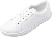 [Feversole] Women's Featured PU Leather Lace-Up Sneaker