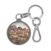 Tucson Arizona Cityscape Round Acrylic Keyring, Baggage Tag, Zipper Charm