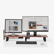 Dual Monitor Riser Stand for 2 Monitors; Extra Long; Desk & Table Top Organiser (Large-4 Accessories-CW)