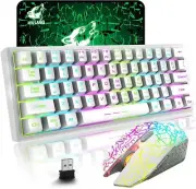 AU Rechargeable Wireless Gaming Keyboard and Mouse Combo, Rainbow Backlit