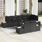 Garden Sofa Set 9 Pieces Black Rattan with polyester cushions vidaXL