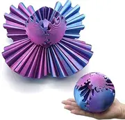 3D Printed Gear Ball Spin Ball, 4inch Large Gear Ball Fidget Toy, Gear Sphere Cube Puzzle, Gearball Fidget Desk Toy, Gearsphere Steampunk Whirling Wonder Fidget Stress Ball (Blue Hot Pink)