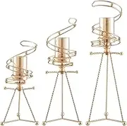 Whistling Kettle， 3pcs Vintage Iron Pillar Candlestick Pillar Gold Home Ceremony Anniversary Decor