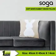 SOGA 45cm Throw Pillow White Rabbit Light Tan Square Design