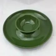 Moss Green Chip & Dip Serving 2 Pc Set Enamelware NEW Graniteware Snack Veggie