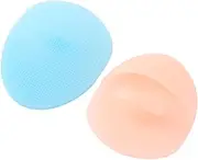 DRESSOOS 2pcs Silicone Face Brush Handheld Facial Massager Scrubber Non Slip Cleansing Pad for All Skin Types Blue Rosy Soft Stretchy for Deep Cleaning Gentle Exfoliation