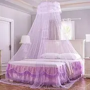 zolyet Mosquito Bed Net Bed Canopy Curtain Netting Bed Canopy Circular Curtain，Princ Mosquito Net Universal Sheer Dome Bed Curtain，Keeps Away& Flies for Home& Travel，Free-Installation(Light Purple