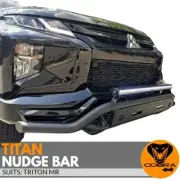 Titan Nudge Bar Bull Steel suits Triton MR 2018+ Onwards Matte Black No Bullbar