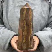 1.63kg Natural Tiger’s Eye Obelisk Quartz Crystal Point wand Healing