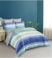 Ocean Blue Quilt Doona Duvet Cover Set Single Double Queen King Size Available to Choose Single, 1 Pillow Case