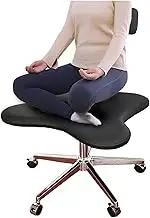 Height Adjustable 360° Rotating Seat for People of All Heights, Mobile Cross-Legged Chair with 5 Universal Wheels, Kneeling Chair for School & Office