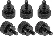 uxcell 6 Pcs 6#32 Knurled Thumb Screw Computer Case Threaded Hand Tighten Screws Aluminum Alloy for PC Case, Black