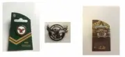 SET OF 3 MANLY SEA EAGLES HERITAGE LOGO PIN, CENTENARY PIN & MASCOT LOGO PIN
