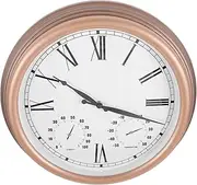 Yardenfun Outdoor Garden Clock with Roman Numerals Thermometer Hygrometer Easy to Read for Patios and Pools for Outdoor Decor