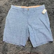 Johnnie O Mens Indigo Blue Palm Tree Print 8” Casual Shorts Aloha Beach Sz 33