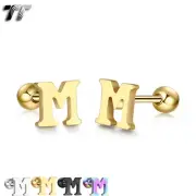TT Surgical Steel Initial Letter M Fake Ear Cartilage Tragus Earrings (TR77M)NEW