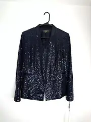 NWT Tahari Navy Blue Sequin Blazer - Size 8P