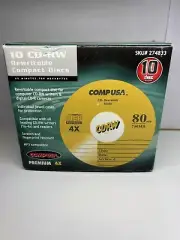 Comp USA 10 pack CD-RW 4x 700 Mb Rewritable Compact Discs Premium 10 Cases