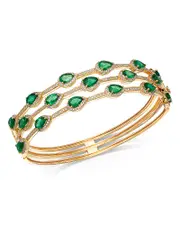 Bloomingdale's Fine Collection 14K Yellow Gold Emerald & Diamond Multi Row Bracelet