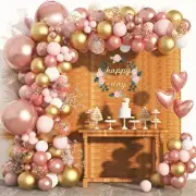 Rose Gold Balloon Garland Arch Kit, 150 Pieces Rose Gold Pink White and Gold Con