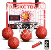 EagleStone Basketball Hoop Indoor, Mini Hoop Baskerball with Double Electronic Scoreboard IED Light, Kids Basketball Hoop, Indoor Basketball Hoop Toys Gifts for Kids 8-12
