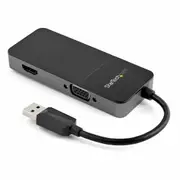 StarTech USB32HDVGA USB 3.0 to HDMI and VGA Adapter - 4K/1080p USB Type-A Dual Monitor Multiport Adapter Converter Black, Silver