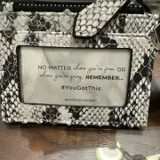 Aimee Kestenberg Embossed ZIP IT UP LEATHER CARD CASE Vanilla SNAKE NWT