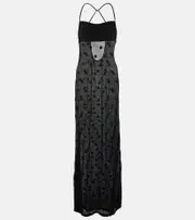 [Jacquemus] Jacquemus La Robe Maille Puntini polka-dot mesh gown UK 16 black