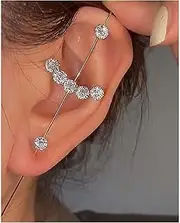 Ear Studs 1PC Ear Wrap Crawler Hook Earrings for Women Hip Hop Punk Geometric Zirconia Crystal Stud Earring Fashion Statement Jewelry Gift Ear Stud (Size : 18563)