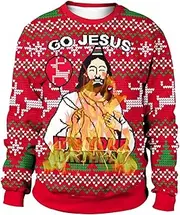 [Generic] Christmas Jumper, Winter Christmas Themed Couple Outfit, Unisex Ugly Christmas Printed Pullover, Novelty Christmas Pullover Jumpers for Men and Women
