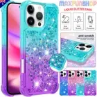 For iPhone 16 15 14 13 12 11 Pro Max XS SE/8/7 Case Clear Liquid Glitter Cover