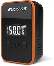 BUCKLOS Mini Electric Bike Pump with LED Display, 150PSI Portable Tire Inflator, Type-C Rechargeable Air Pump with 2000mAh Battery, Presta & Schrader Valves, for Road, Mountain Bicycle and E-Bikes