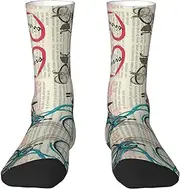 [EdWal] Soft Eiffel Tower Bike print Moisture Wicking Socks Sports Socks for Men and Women Warm thermal Boot Hiking Socks