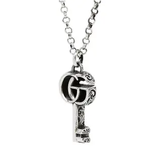 【GUCCI 古馳】627757 雙G LOGO鑰匙仿舊純銀項鍊(銀色)