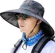 [WUODHTW] Mens Waterproof Wide Brim Bucket Hat UV Protection Foldable Sun Hat Biking Fisherman's hat Hiking Camping Fishing hat