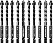 Mgtgbao 【urgrade】 10pc 6MM Masonry Drill Bits, 10PC 1/4” Concrete Drill Bit Set for Tile,Brick, Plastic and Wood,Tungsten Carbide Tip Best for Wall Mirror and Ceramic Tile. …