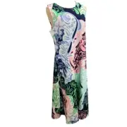 XL Petite Talbots New Floral Print Pullover Maxi Dress Jersey Knit Navy Pink Gre