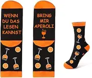 [NIEEKRUN] Aperol Spritz Socks - Aperol Spritz Cocktail - Breathable Sports Socks Tennis Socks Crew Socks Cotton Socks - Gift Ideas for Cocktail Lovers, orange, 6-12 US
