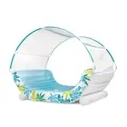 Intex Tropical Two Person Inflatable Canopy Pool Lounge w/ Cup Holders BLU/WHT