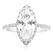 Sterling Silver Marquise & Round Cubic Zirconia Ring