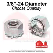 3/8"-24 Grade 2 Steel K Lock Nuts Zinc Clear Fine Thread (Pick Quantity)