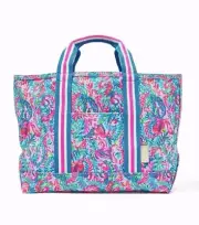 Lilly Pulitzer Mini Mercato Tote Bag Surf Blue New with tags Zip top