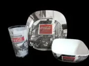8 Coca-Cola Melamine 4 Place Settings 32 Pieces Coke Noir Dish Bowl Plate Retro